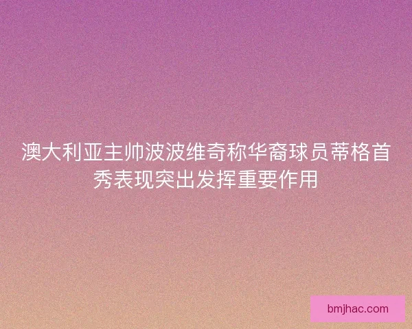 澳大利亚主帅波波维奇称华裔球员蒂格首秀表现突出发挥重要作用 澳大利亚主帅波波维奇称华裔球员蒂格首秀表现突出发挥重要作用