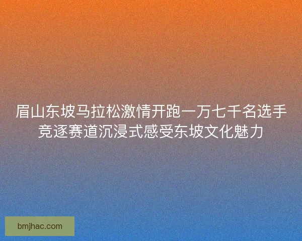 眉山东坡马拉松激情开跑一万七千名选手竞逐赛道沉浸式感受东坡文化魅力 眉山东坡马拉松激情开跑一万七千名选手竞逐赛道沉浸式感受东坡文化魅力