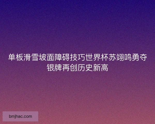 单板滑雪坡面障碍技巧世界杯苏翊鸣勇夺银牌再创历史新高